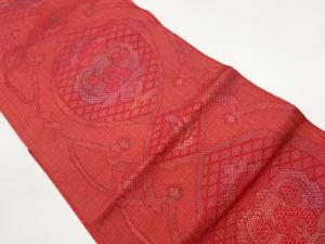 本場筑前博多丸・菱に抽象花葉模様織出し名古屋帯